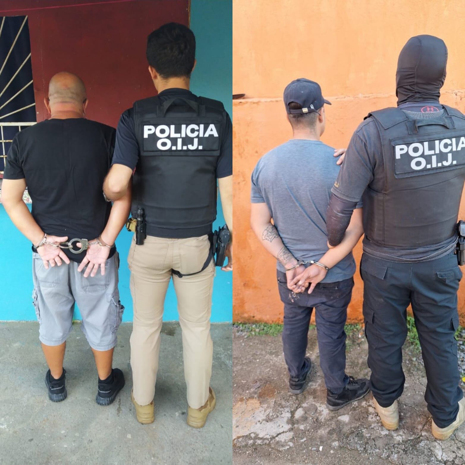 Un hombre de 55 años vecino de Sarapiquí y otro de 26 años de El Tejar de El Guarco en Cartago son señalados como los responsables de tres violentos asesinatos. Foto: OIJ