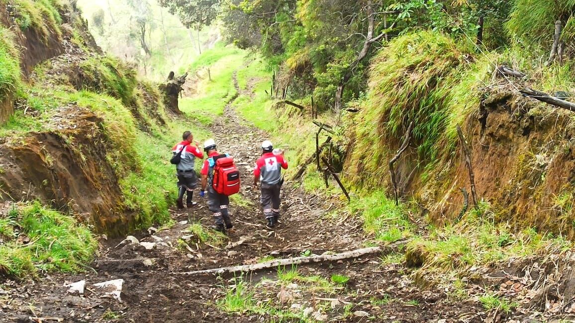 Cruzrojistas rescatan a hombre al que le cayó un árbol en Cartago,. Foto cortesía Cruz Roja.