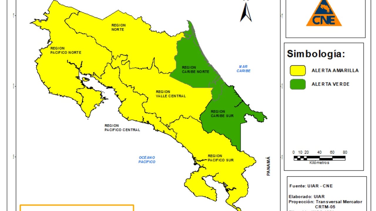 Alerta amarilla por el paso del Giro ciclónico centroamericano. CNE