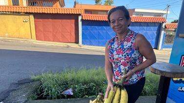 Mamá perdió el trabajo y sin pensarlo salió a vender plátanos con una carreta en Desamparados