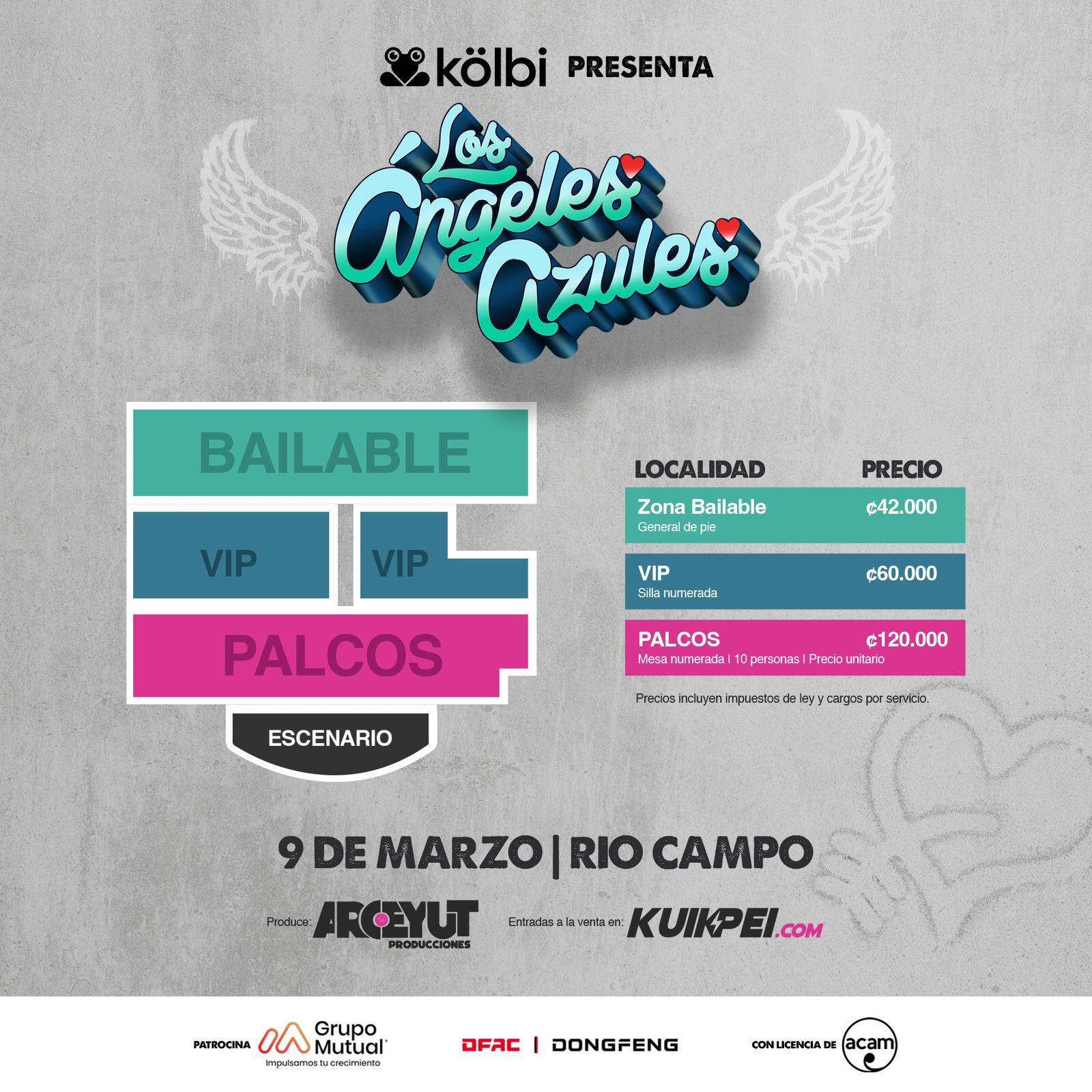 Estas son las localidades habilitadas para ver a Los Ángeles Azules.