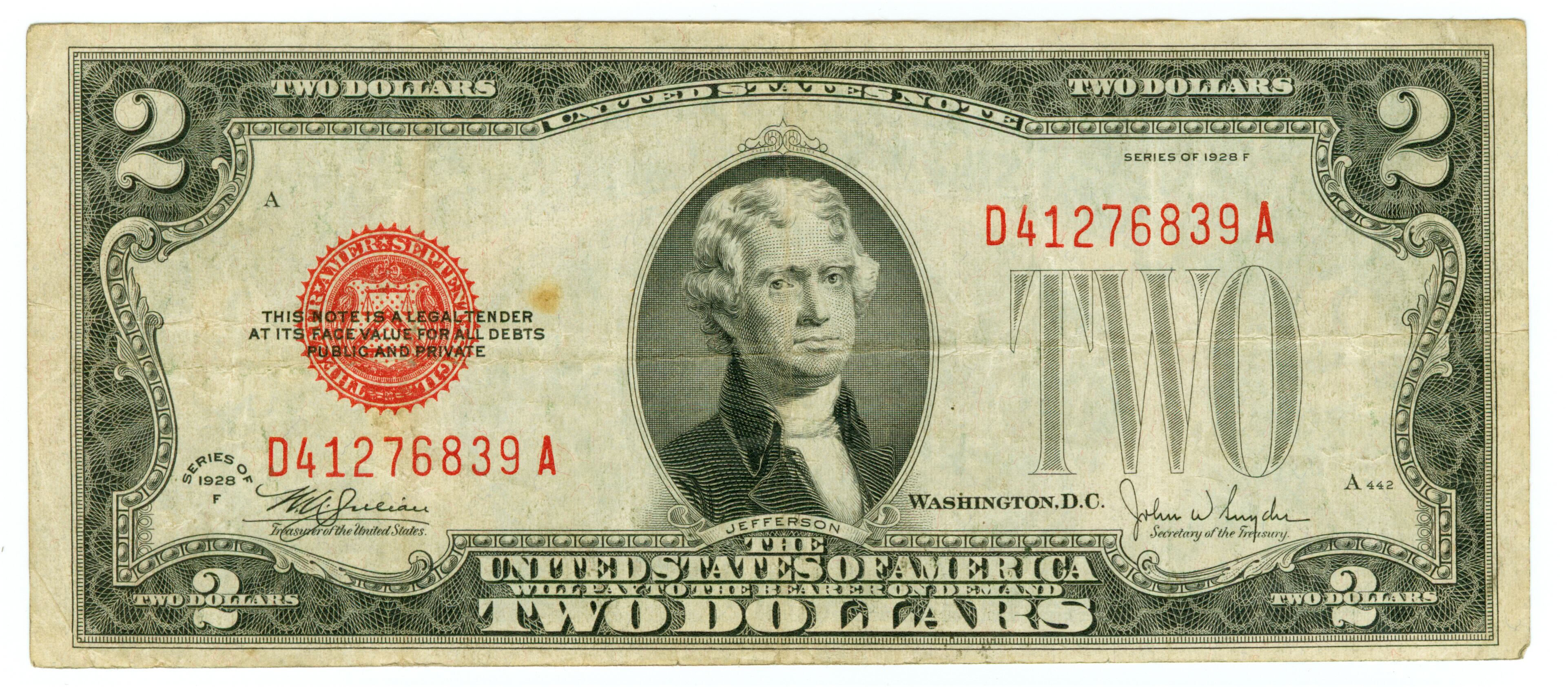 Billete de dos dólares | Billete de $2