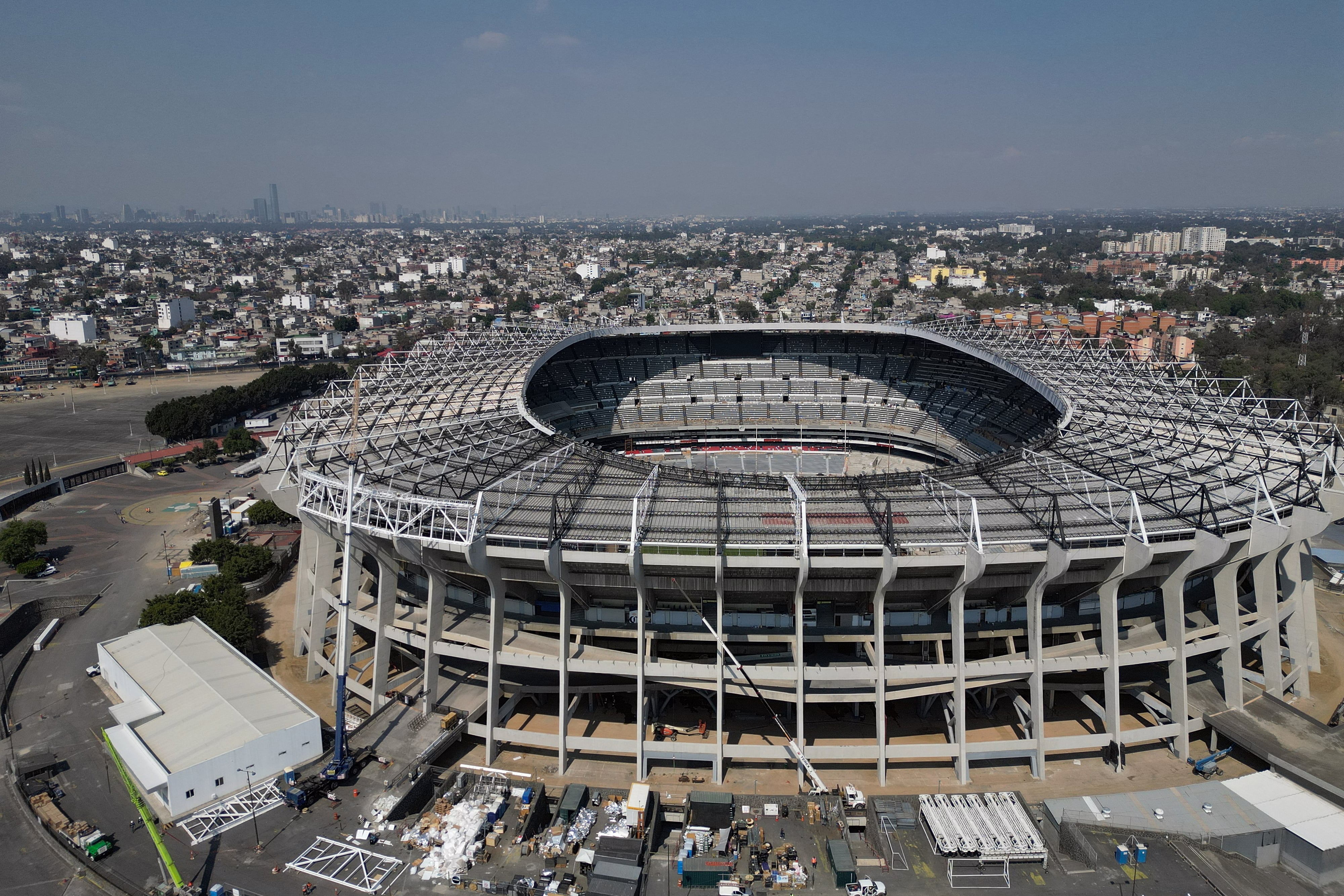 El Estadio Azteca será sede de la inauguración del Mundial el 11 de junio próximo. El histórico recinto está sometido a remodelaciones.