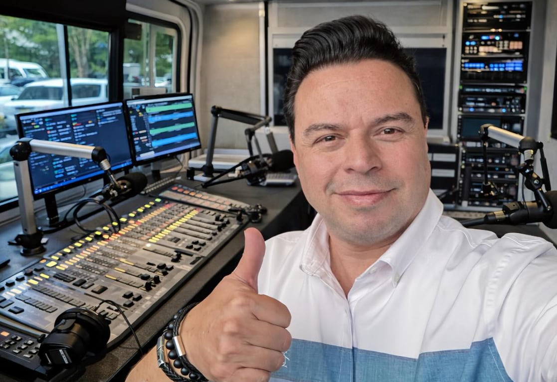 Locutor Mauricio Alvarado de Radio Planet 107.5 F.M.