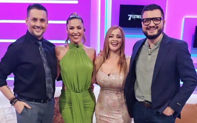 Presentadores de 7 Estrellas, Wálter Campos, Daniel Céspedes, Gabriela Jiménez y María Teresa Rodríguez.