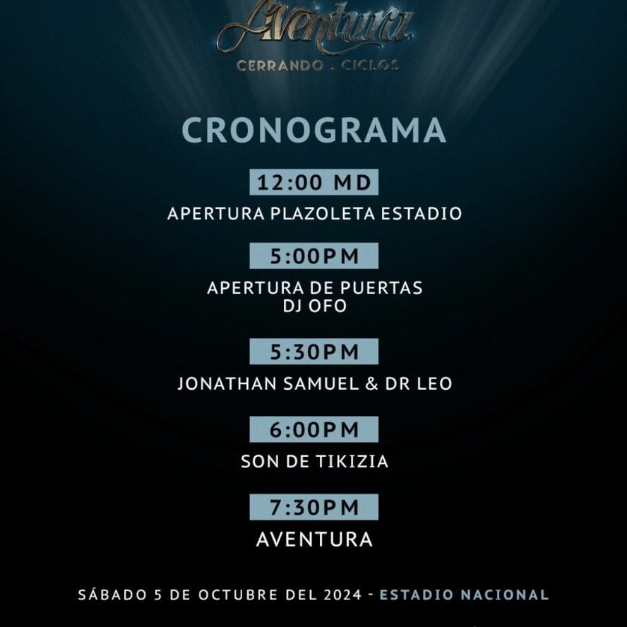 Aventura está a solo horas de su concierto en el país, y así está el cronograma.