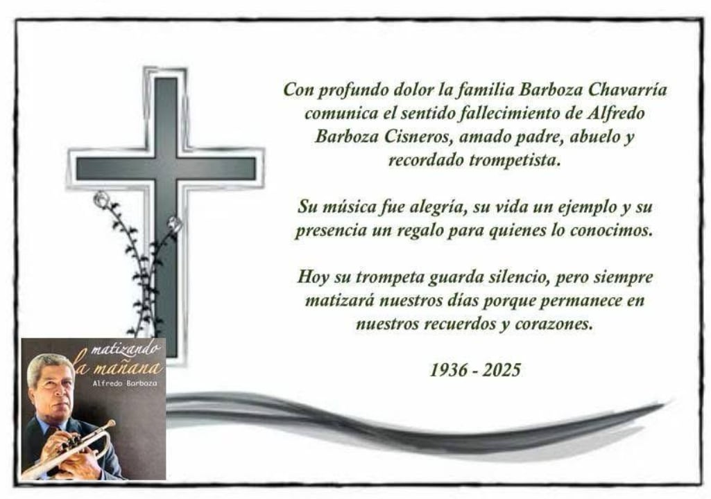 Músico Alfredo Barboza Cisneros, trompetista nacional.