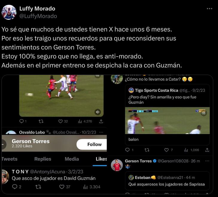 Luffy Morado calentó el ambiente ante la posible llegada de Gerson Torres.