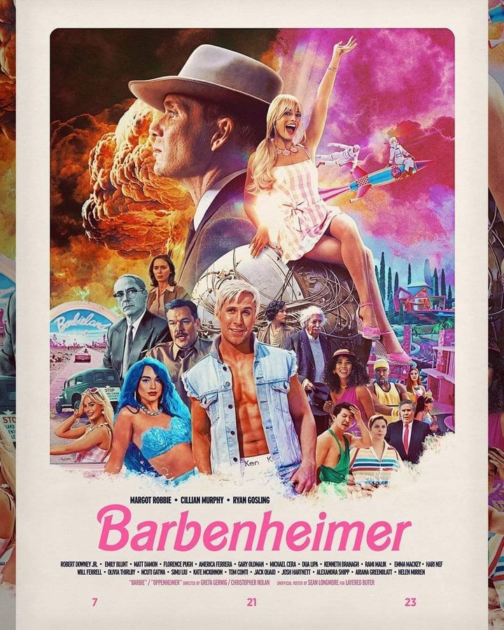 "Barbieheimer" es un fenómeno que se creó debido al lanzamiento de las películas Barbie y Oppenheimer. Twitter.