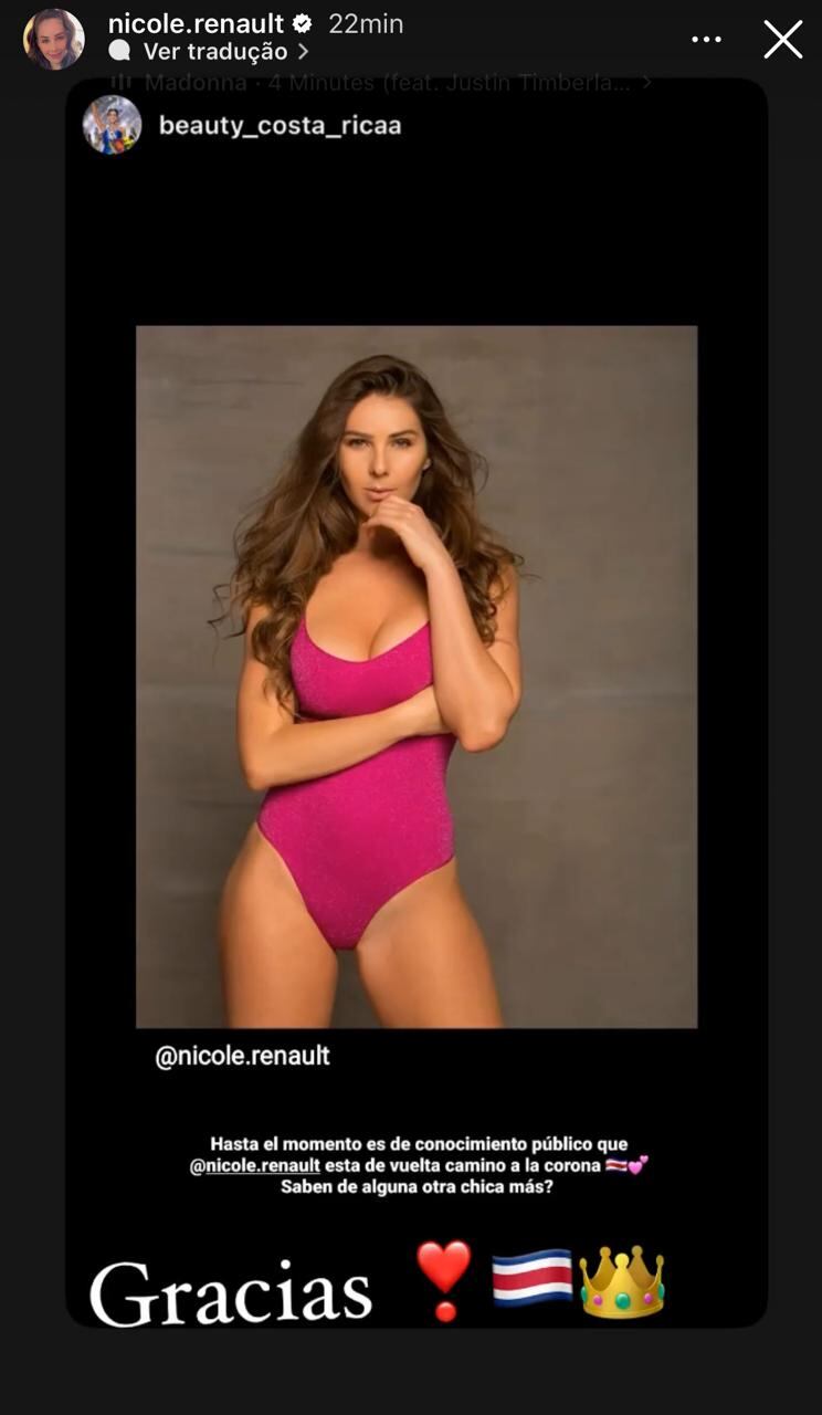 Nicole Carboni
Miss Costa Rica 2015
Miss Universe Costa Rica 2024
Miss Costa Rica