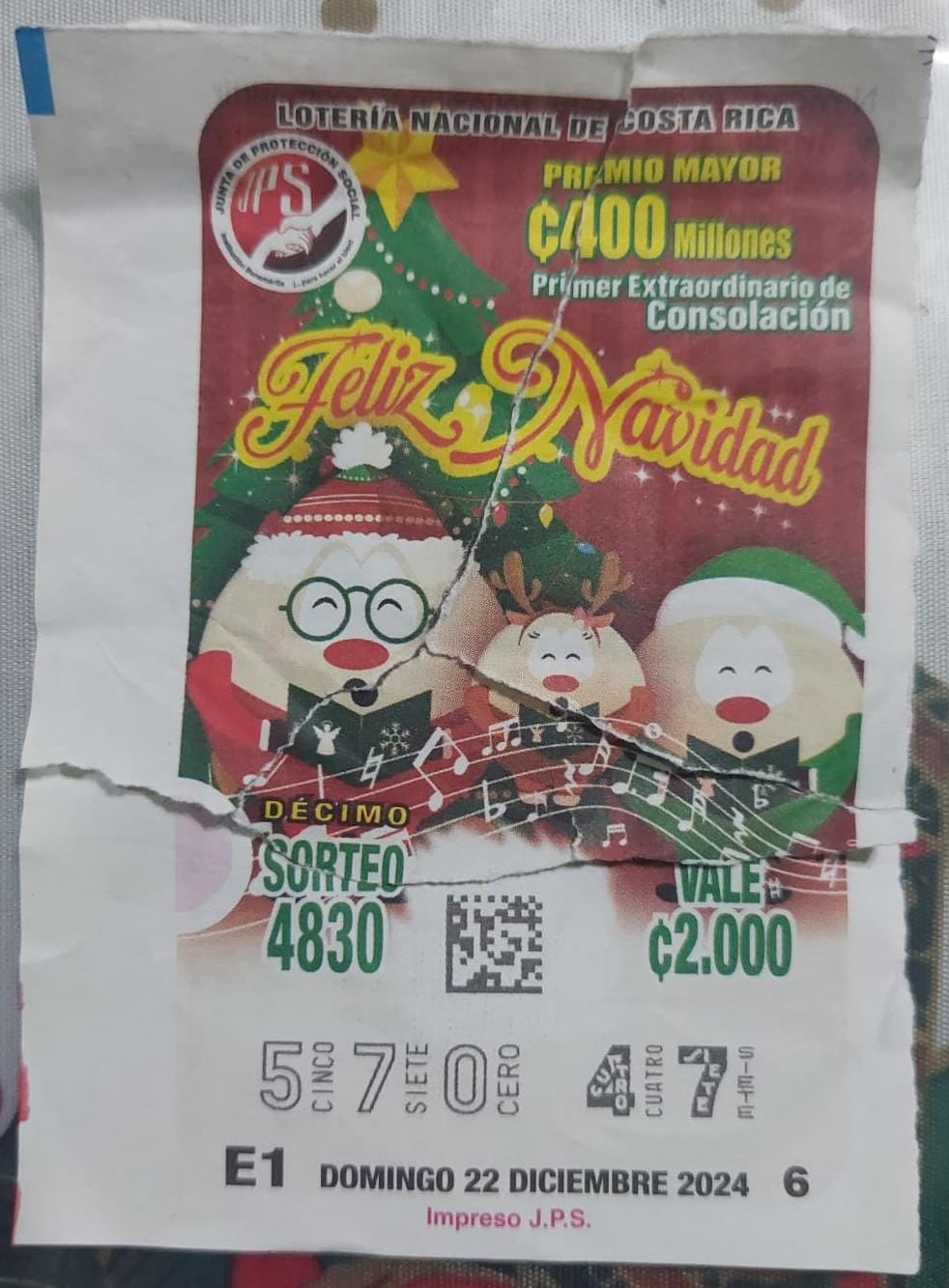 Jorge Miranda Valverde, vecino de Poás de Aserrí, con mucho dolor nos confirma que desde el pasado mes de diciembre “estoy viviendo un calvario” porque se pegó 8 milllones con el primer sorteo de consolación de la Junta de Protección Social (JPS), pero rompió el pedacito ganador.