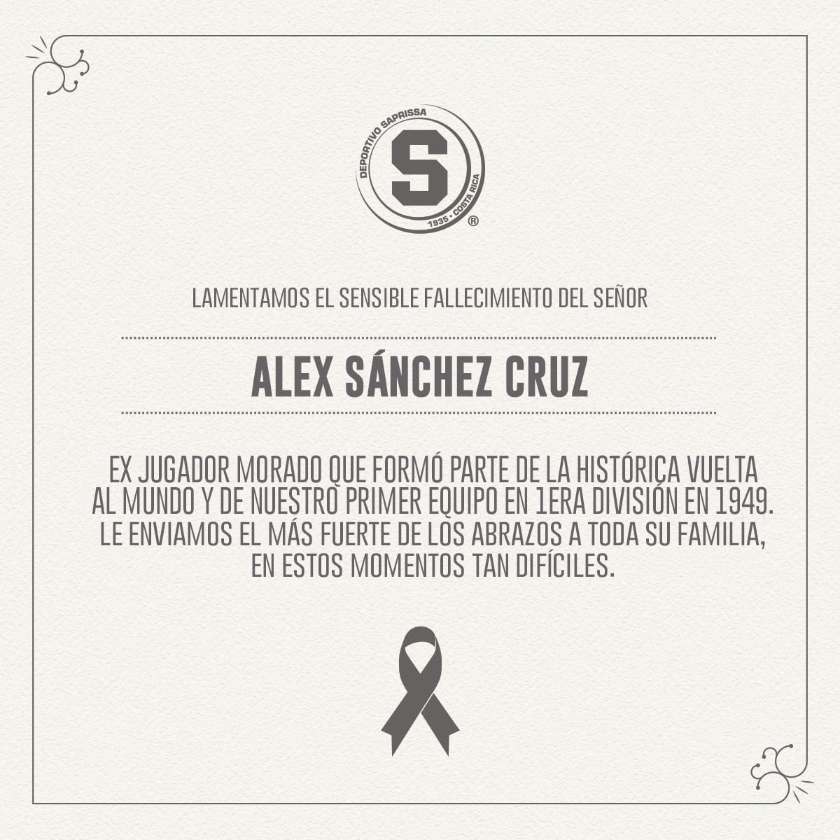 Falleció Alex Sánchez, exdefensor del Saprissa.