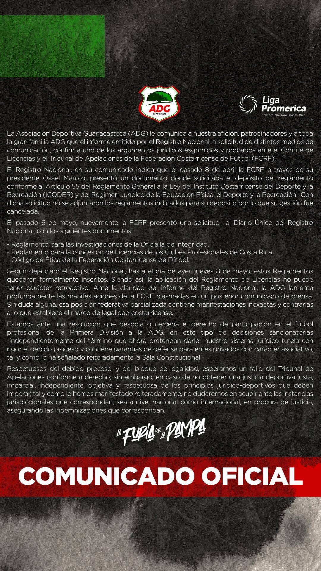 Guanacasteca asegura que la Federación los sacó de primera ilegalmente