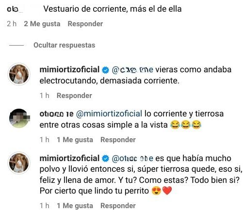 Este fue uno de los comentarios a los que respondió Mimi.
