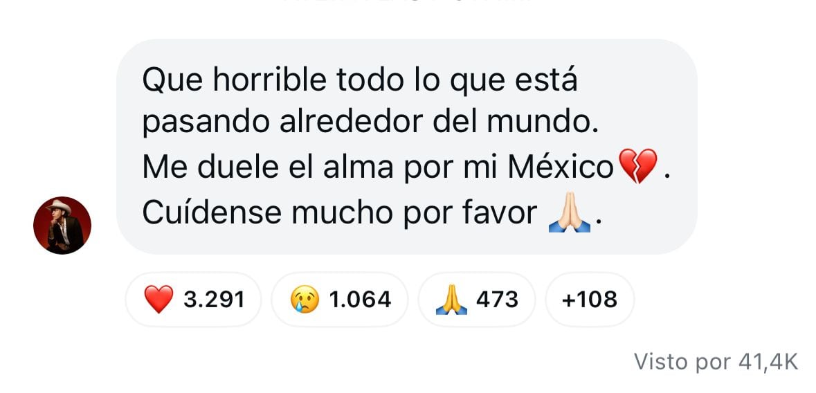 Este fue el mensaje de Christian Nodal en su canal de Instagram.