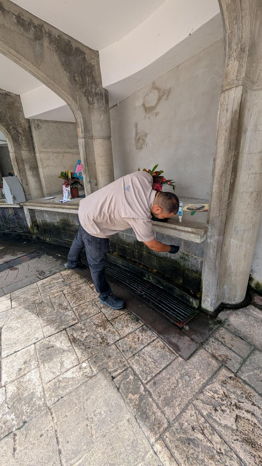 El Ministerio de Salud se fue a recoger agua bendita a la la basílica de nuestra señora de los Ángeles en Cartago.