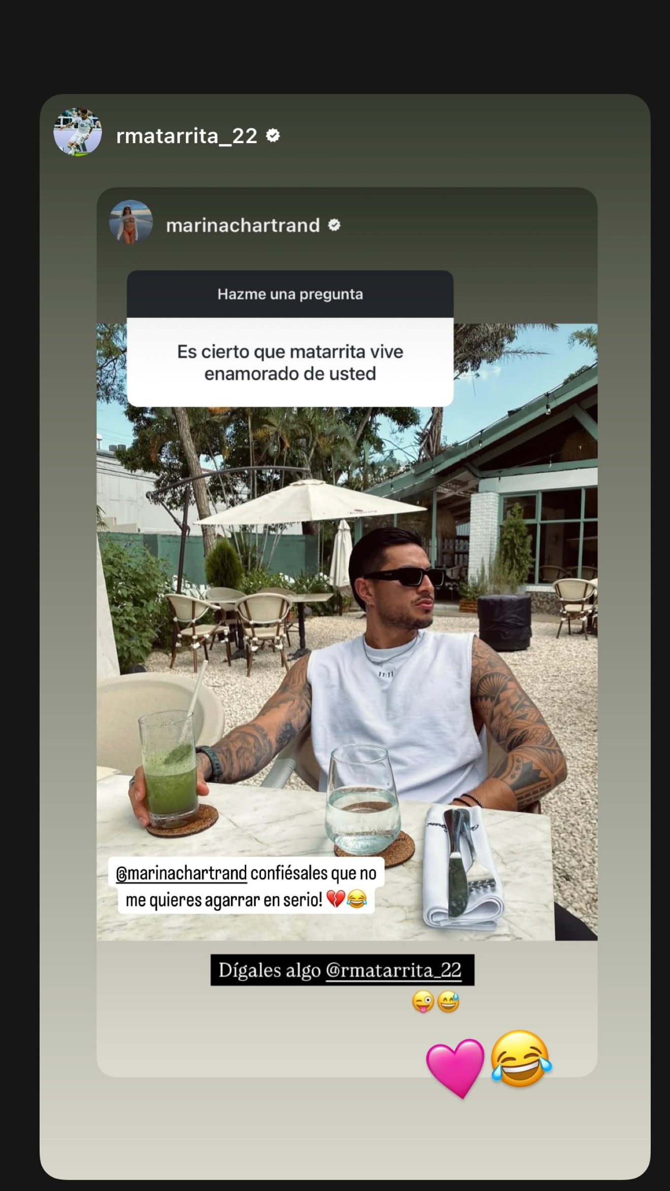 El jugador de Alajuelense Ronald Matarrita intercambió mensajes con una guapa modelo. Instagram Marina Simoneau Chartrand.