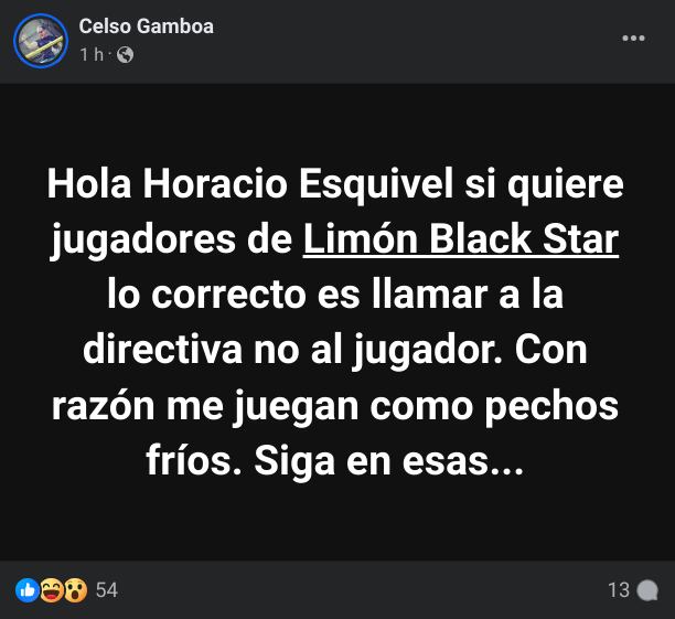 Celso Gamboa fue directo hacia Horacio Esquivel y el Municipal Pérez Zeledón por una cuestionada acción. Foto: Captura de pantalla.