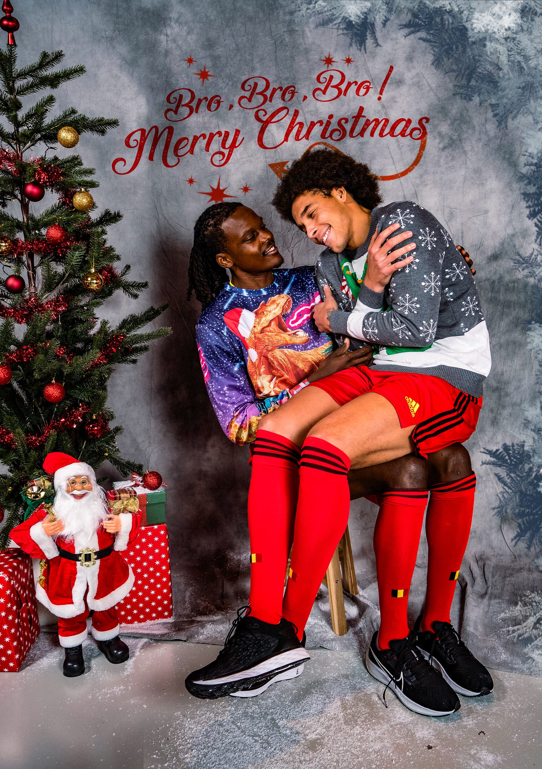 Selección de Bélgica hace fotos de Navidad