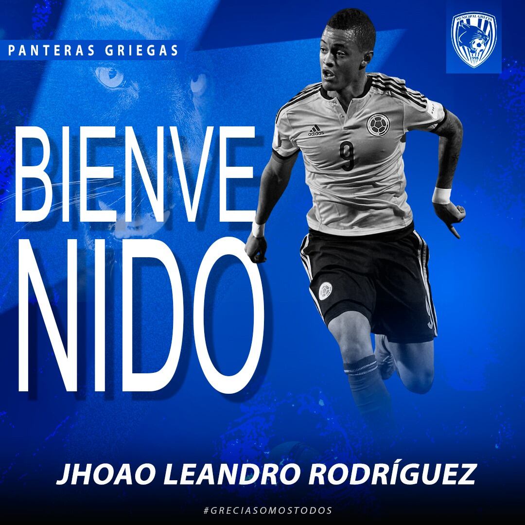 Así presentó el Municipal Grecia a Joao Rodríguez.