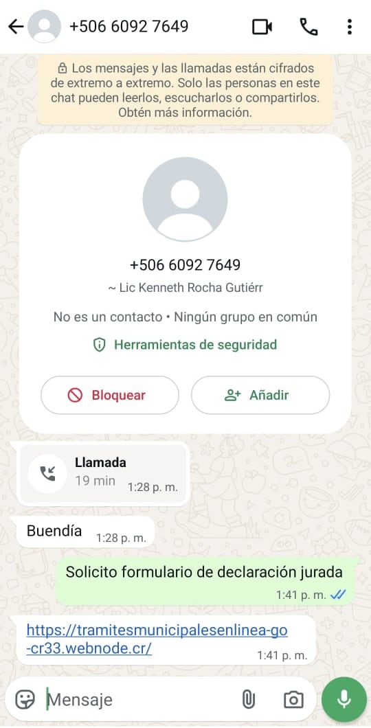 Intento de estafa a nombre de la Municipalidad de Sarapiquí