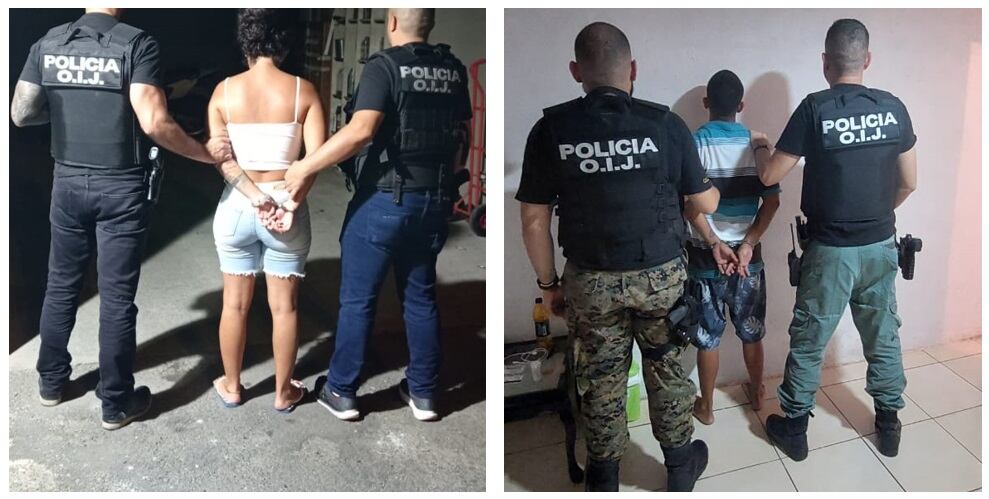 Pareja sospechosa de darle una golpiza a mujer en Limón. Foto OIJ.