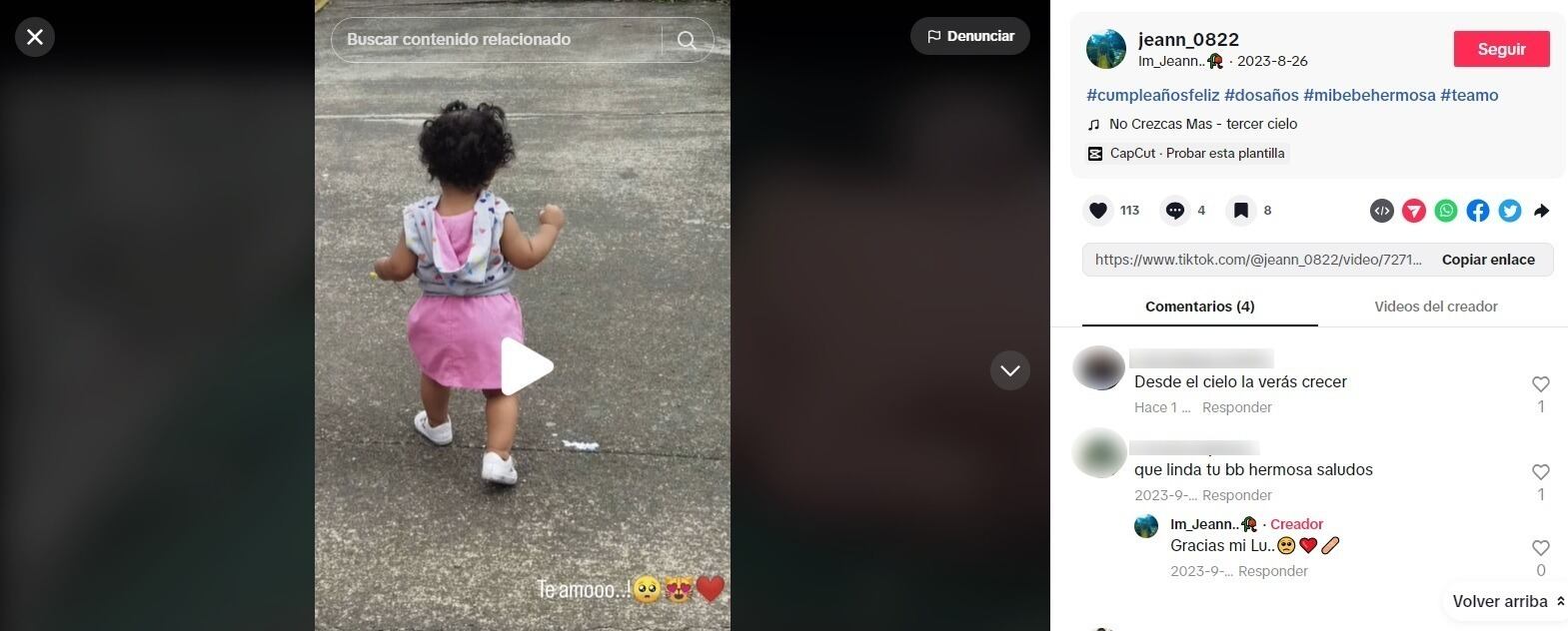Lamentablemente Nadia Peraza no podrá celebrar el próximo cumpleaños de su hijita. Foto tomada de Tiktok.