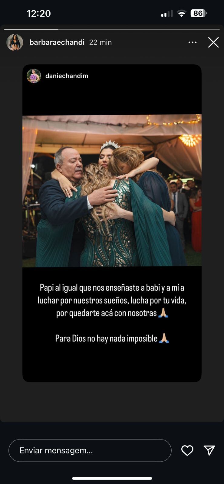 Bárbara y Daniela Múñoz piden por la salud de su papá