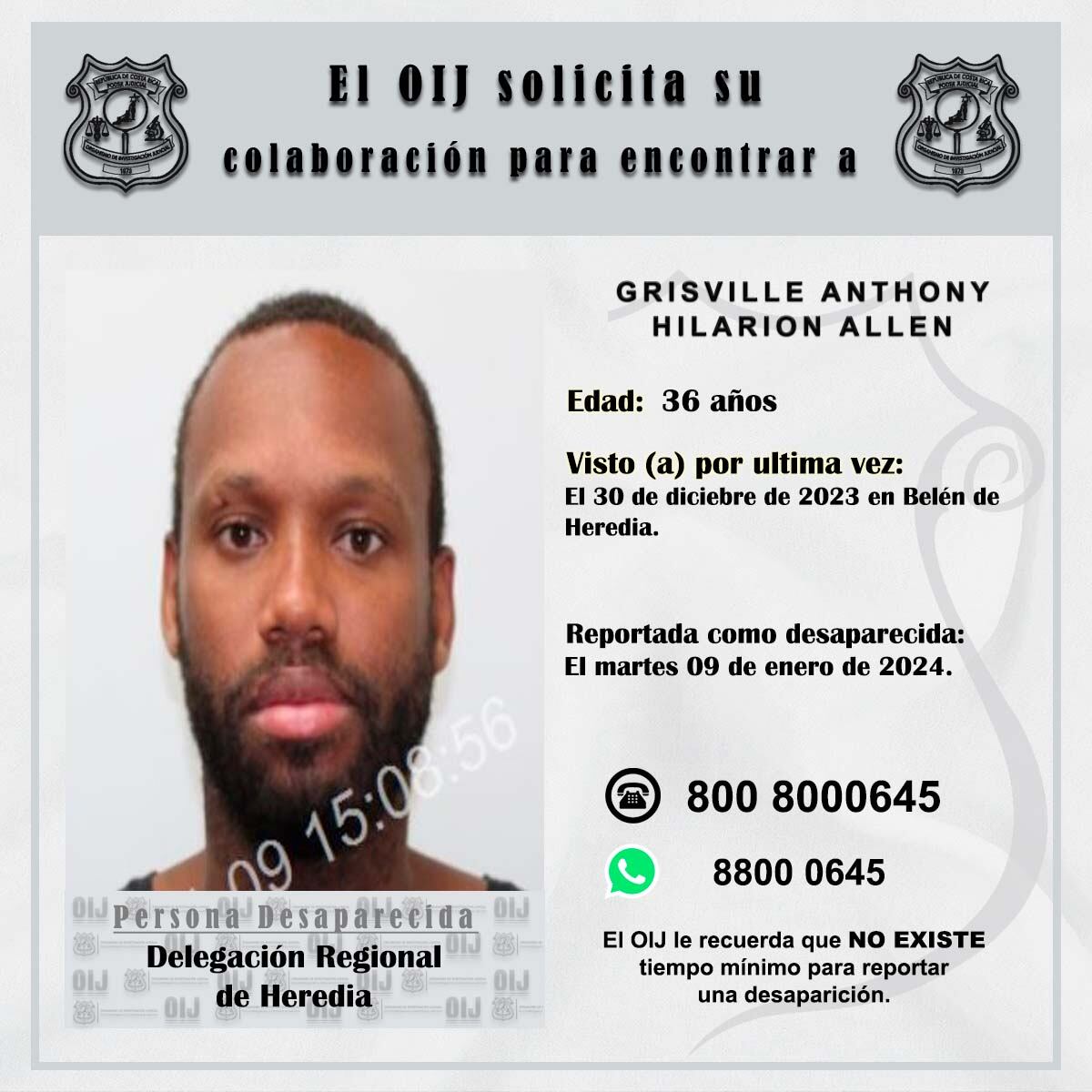 El paradero de Kelvin Geovany Casanova Campos y Grisville Anthony Hilarion Allen es incierto. Foto: OIJ