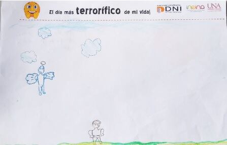 Niños dibujan su día más terrorífico. Taller dado por la Universidad Nacional.