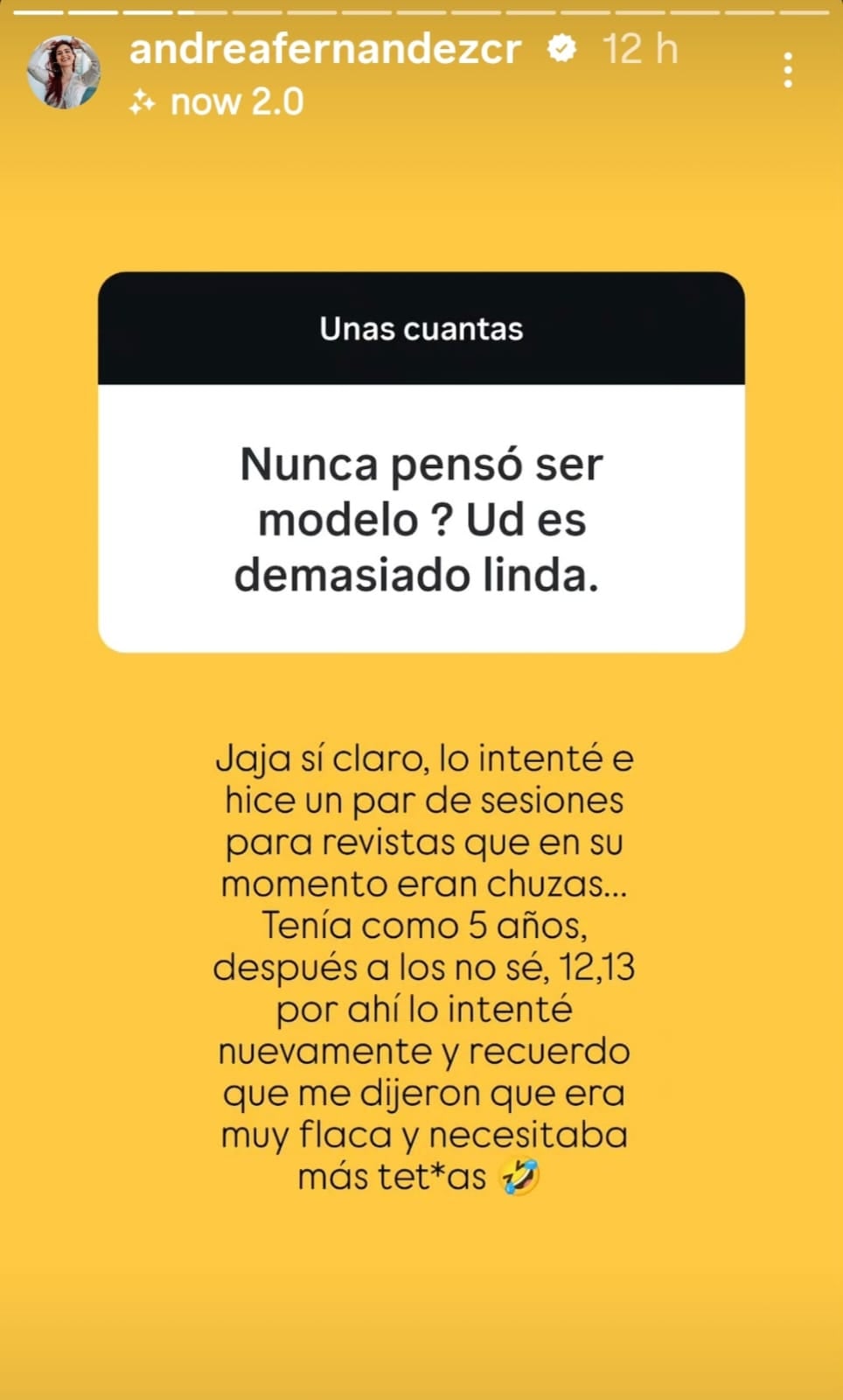 Andrea Fernández, de Los 40, contó lo que le dijeron cuando intentó ser modelo en su juventud.