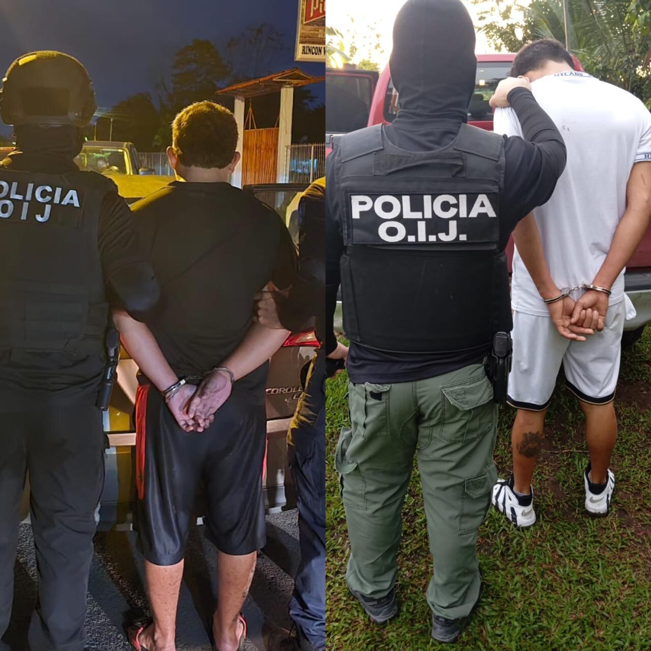 Detienen a dos muchachos de apellidos Duarte, de 22 años y Arguello de 23 años en La Rita de Pococí por violento asalto en casa.