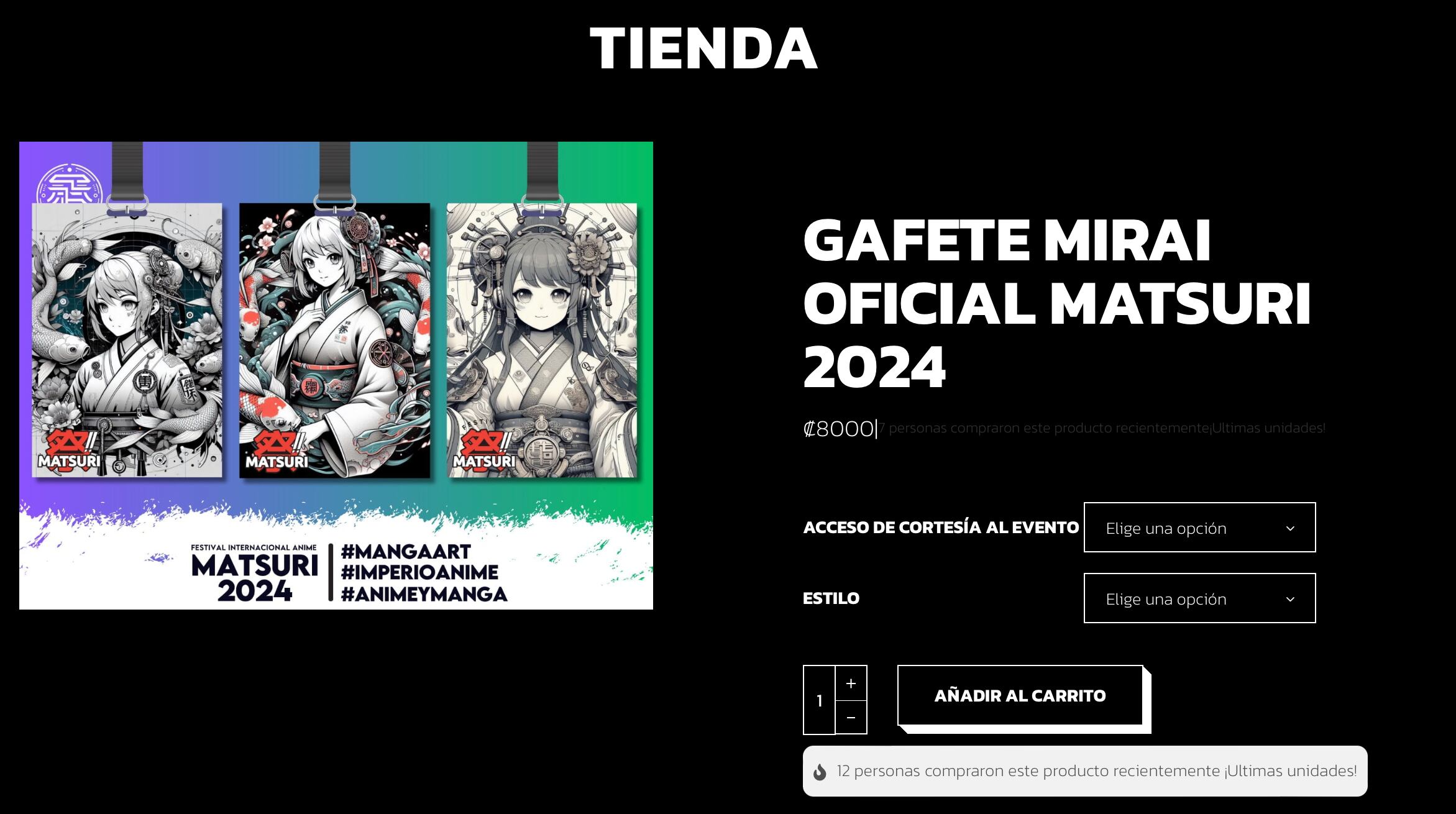 En este momento los gafetes se siguen vendiendo bajo el nombre de "Gafete Mirai Oficial". Foto: Pantallazo del sitio web de Imperio Anime.