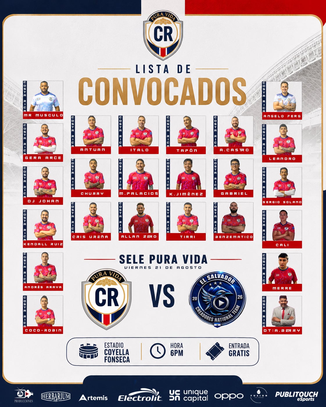 El equipo Pura Vida reúne a figuras conocidas del entretenimiento y el deporte nacional para disputar partidos con fines de ayuda.