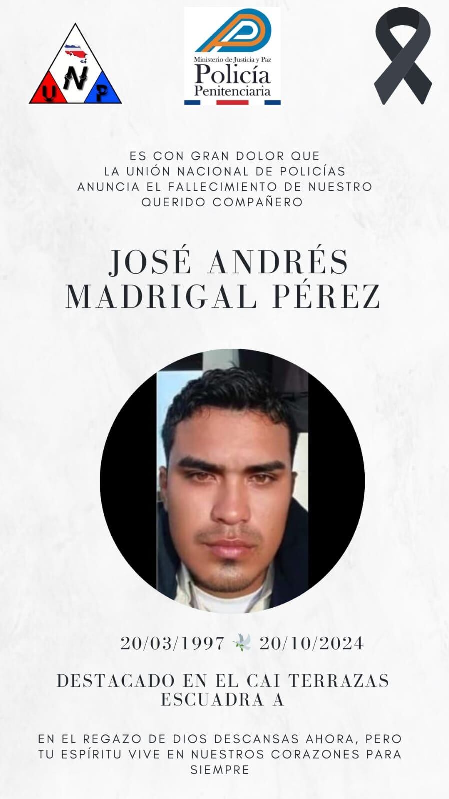 José Andrés Madrigal, joven asesinado en Lepanto.
