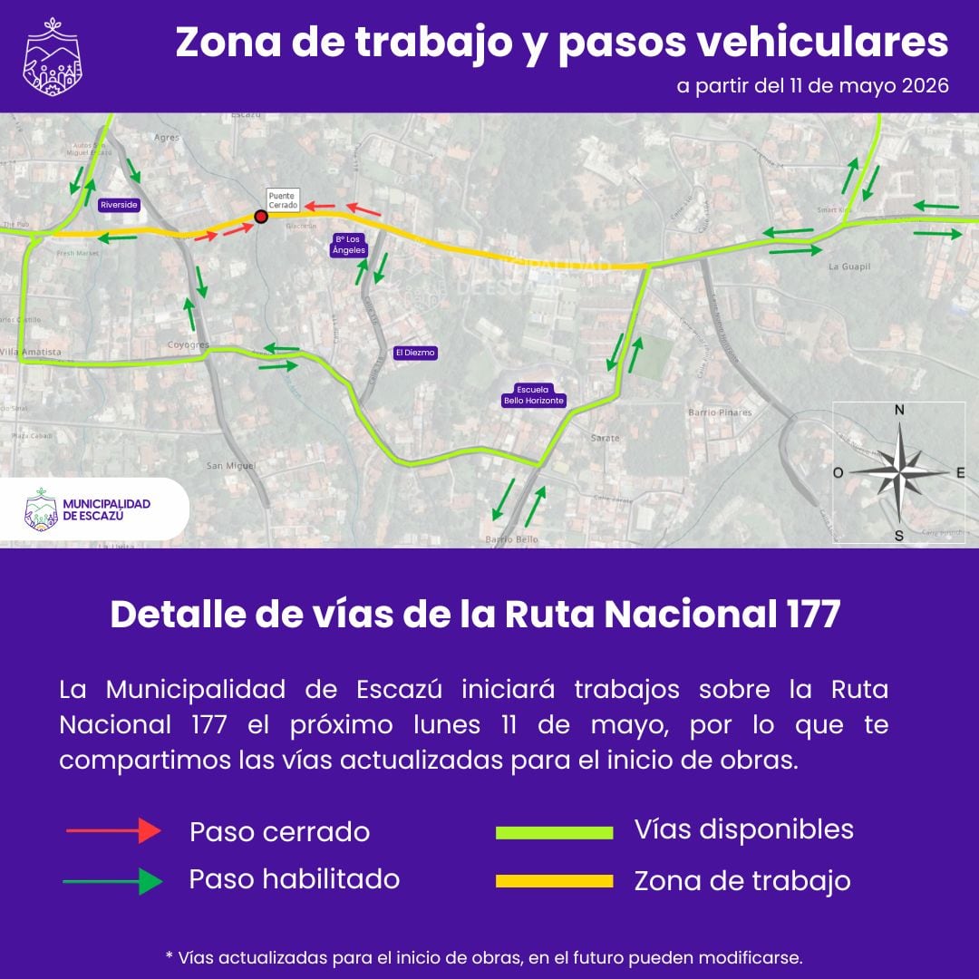 A partir del próximo lunes 11 de mayo mil metros de la ruta nacional 177 se cierra por completo y así permanecerá por 8 meses.