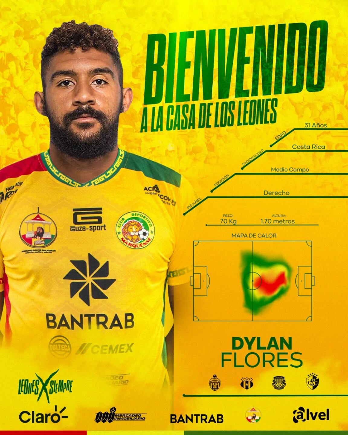 Dylan Flores es el nuevo jugador del Deportivo Marquense de Guatemala. Facebook.