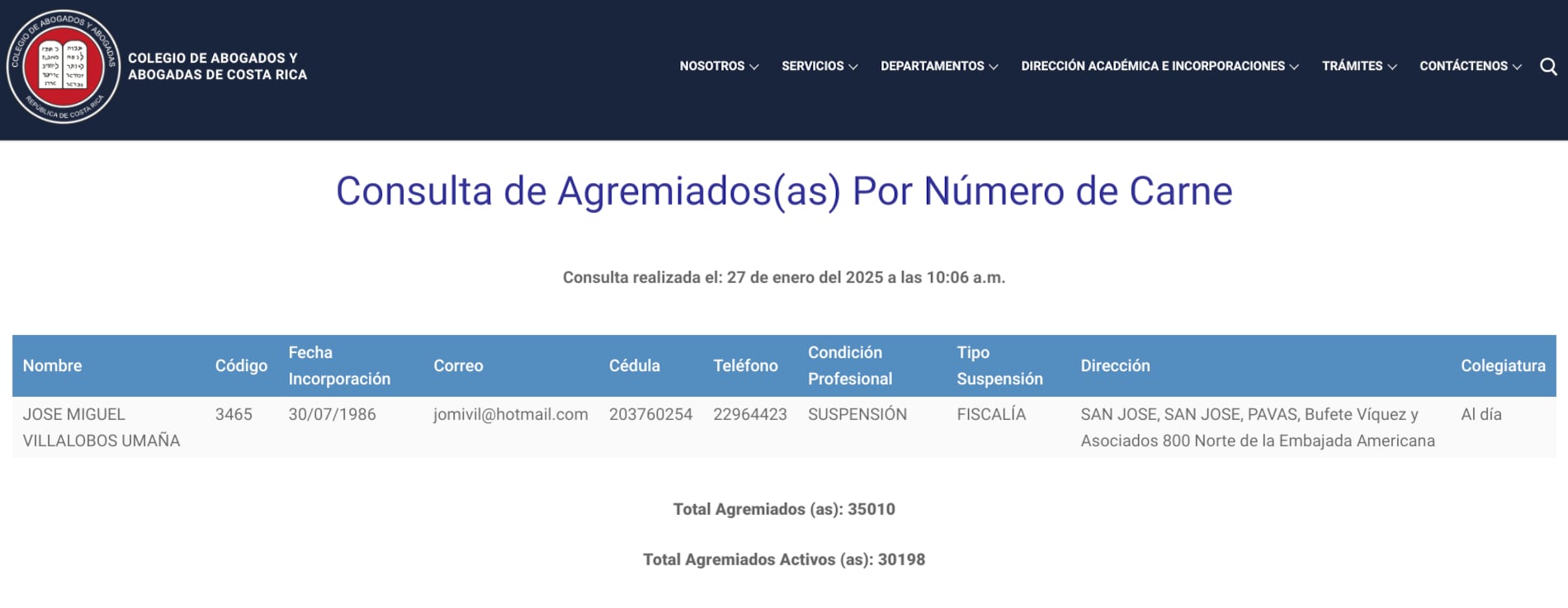 josé Miguel Villalobos suspendido