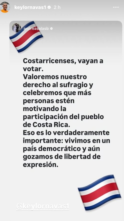 Keylor Navas आणि Andrea Salas यांनी कोस्टा रिका 2026 च्या निवडणुकीबद्दल त्यांचा संदेश प्रकट केला.