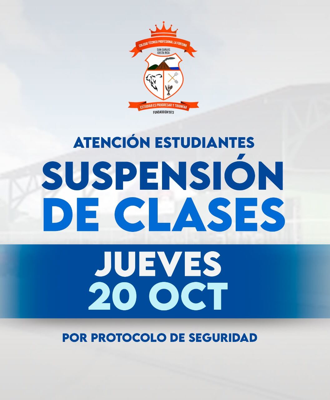 El centro educativo dio a conocer la suspensión de lecciones por medio de su Facebook.