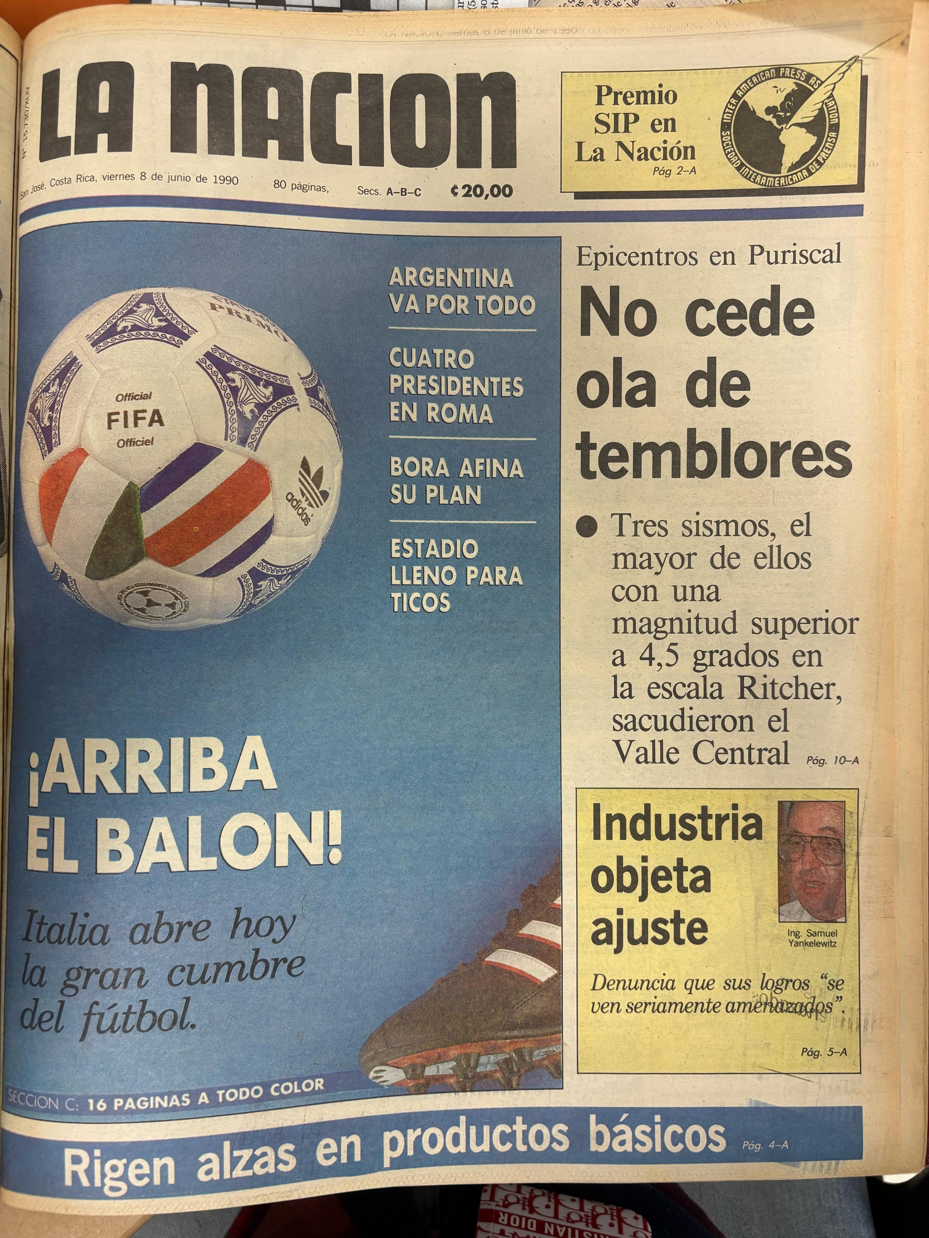 Así era Costa Rica en 1990, a días previos del debut de la Selección en el Mundial de Italia 90. Yenci Aguilar.