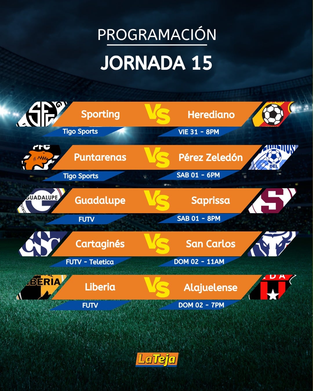 Así se jugará la jornada 15 del torneo de apertura