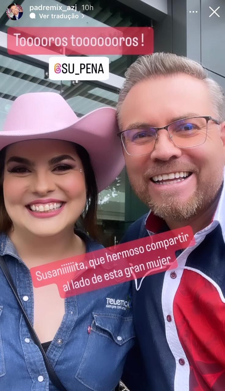 Andrés Zamora, Padre Mix, junto a Susana Peña de Teletica