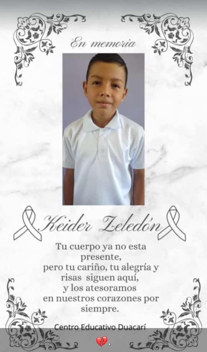 Keider Zeledón Cortés, de 9 años, falleció ahogado al ser arrastrado por una cabeza de agua en río Jiménez en Guácimo, Limón. Foto: Cortesía Maricela Cortés tía del menor para La Teja