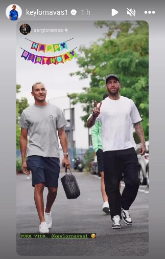 Sergio Ramos felicitó a Keylor Navas por su cumpleaños. Instagram.