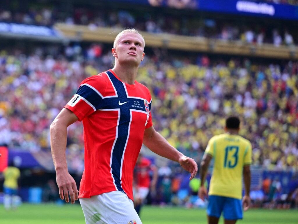 Así celebró Erling Haaland su primer gol ante Brasil en el Mundial 2026.