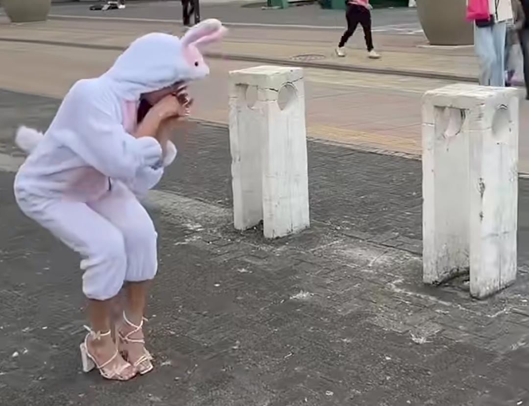 La cantante se vistió de coneja y actuó como therian en San José centro.