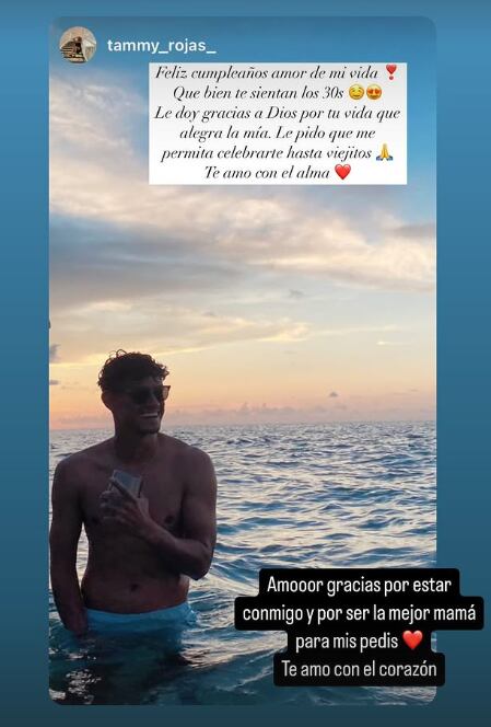 Este fue el mensaje de la esposa de Yeltsin Tejeda en Instagram.