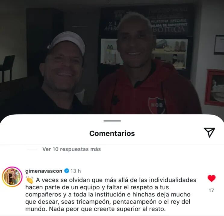 Gimena Vascón, esposa de Cristian Fabbiani, comentario