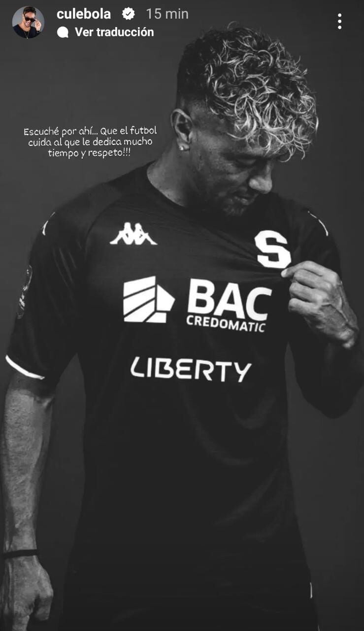 Christian Bolaños publicó un par de comentarios luego del juego contra Cartaginés. Instagram.